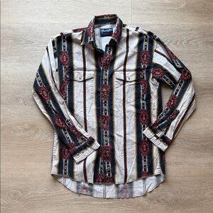 Wrangler Men's Casual Shirt with Red and Cream Stripes